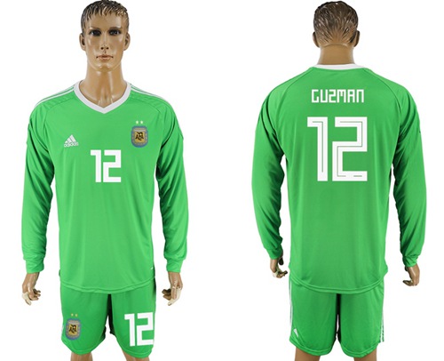 Argentina #12 Guzman Green Long Sleeves Goalkeeper Soccer Country Jersey - Click Image to Close